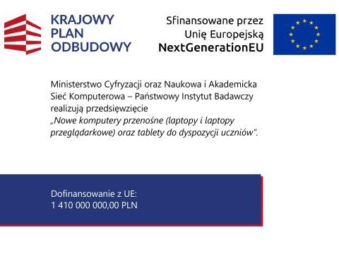 Nieodpłatne przekazanie sprzętu w ramach Projektu KPO dla uczniów szkół prowadzonych przez Gminę Krościenko nad Dunajcem