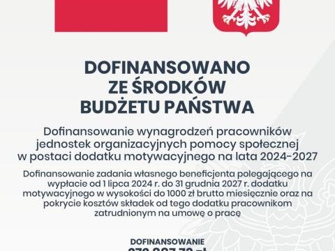 Dofinansowanie wynagrodzeń pracowników jednostek organizacyjnych pomocy społecznej w postaci dodatku motywacyjnego na lata 2024–2027