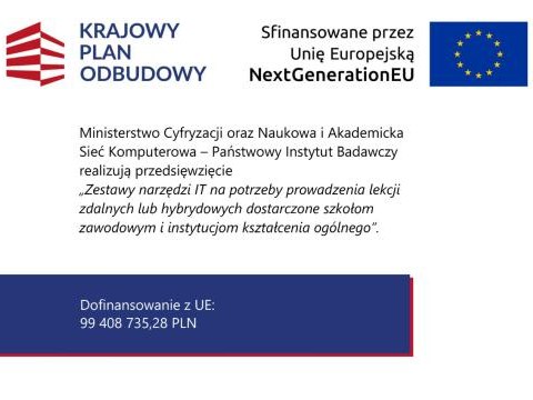 Nieodpłatne przekazania sprzętu w celu umożliwienia nauczania zdalnego w ramach projektu KPO dla szkół prowadzonych  przez Gminę Krościenko nad Dunajcem