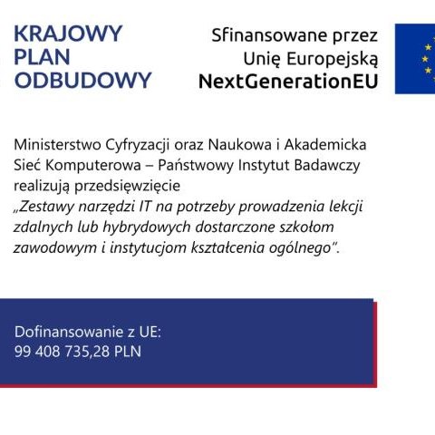 Nieodpłatne przekazania sprzętu w celu umożliwienia nauczania zdalnego w ramach projektu KPO dla szkół prowadzonych  przez Gminę Krościenko nad Dunajcem