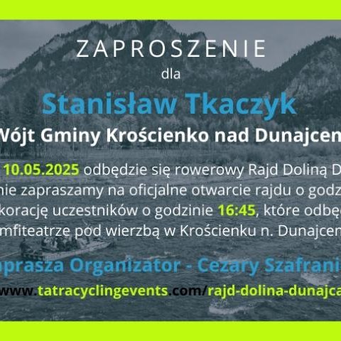 Sobota 10 Maja 2025 - VIII edycja Rajdu Doliną Dunajca