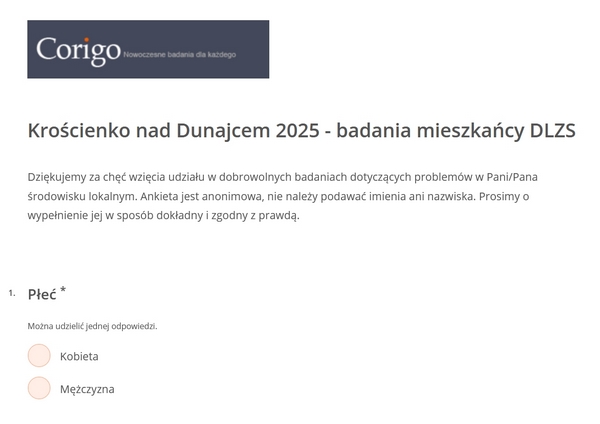 Krościenko nad Dunajcem 2025 - badania mieszkańcy DLZS