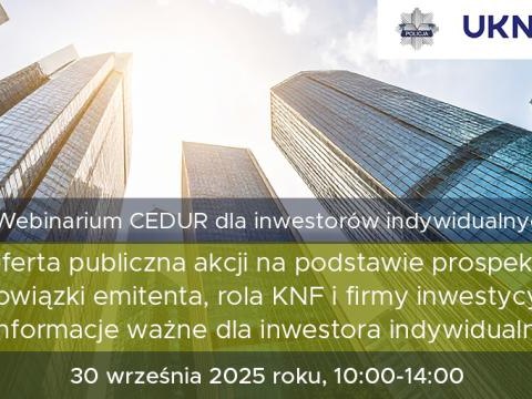 Webinarium CEDUR dla inwestorów indywidualnych