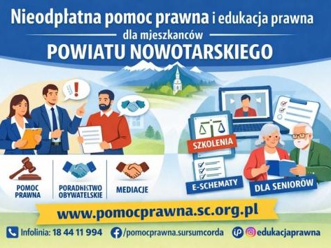 Nieodpłatna pomoc prawna i edukacja prawna dla mieszkańców Powiatu Nowotarskiego
