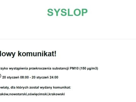 OSTRZEŻENIE O ZANIECZYSZCZENIU POWIETRZA