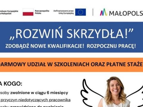 "Rozwiń Skrzydła" - Zdobądź nowe kwalifikacje i rozpocznij pracę - Darmowe szkolenia i płatne staże